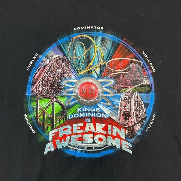 King’s Dominion Amusement Park Graphic Short Sleeve Black Promo T-shirt 2XL - Picture 2 of 6